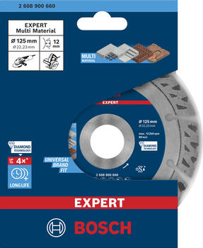 Dimanta griešanas disks EXPERT MULTI MATERIAL, ilgmūžīgs, 125 mm, 2608900660, BOSCH (2608900660)