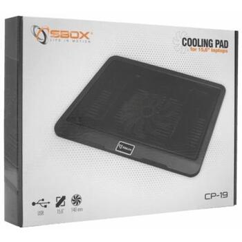 Sbox Dzesēšanas paliktnis CP-19, 15,6 collas, 140x140x15mm, 800-1000 apgr./min, 47,35 CFM, 21 dB, 2 pozīcijas, 1 USB (CP-19)