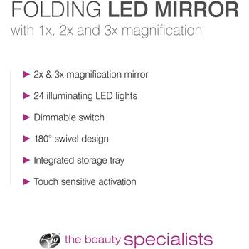 Rio Складное LED зеркало для макияжа MMFD-WH-EU/1,3, 2x/3x, USB 5V, 180° поворотное, сенсорное включение (MMFD-WH-EU/1,3)