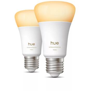 Philips Hue WA 1100 A60 2P EU, LED spuldze, E27, 8.1 W, 1100 lm, 1000-20000 K, Bluetooth, Zigbee, 2 gab. (8720169364868)
