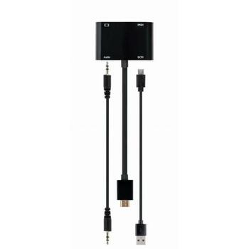 Gembird адаптер HDMI на HDMI/VGA, A-HDMIM-HDMIFVGAF-01, 2 HDMI, 1 15pin D-sub, 3.5 мм стерео выход (A-HDMIM-HDMIFVGAF-01)