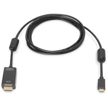 Digitus USB Type-C адаптер кабель, AK-300330-020-S, 2м, 4K/60Hz, 18GB, USB-C на HDMI, черный (AK-300330-020-S)