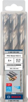 HSS-G urbji metālam 12,5mm, 5gab., Urbjmašīnām/skrūvgriežiem PRO METAL HSS-G STANDARTA SPIRĀLVEIDA URBJA GARUMS, 2608595082, BOSCH (2608595082)