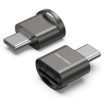 Vention karšu lasītājs CLMH0, USB 2.0 Type-C, 1 slots, 512GB, 480 Mbit/s, pelēks, bez draiveriem, saderīgs ar MacOS, Android, iOS (CLMH0)