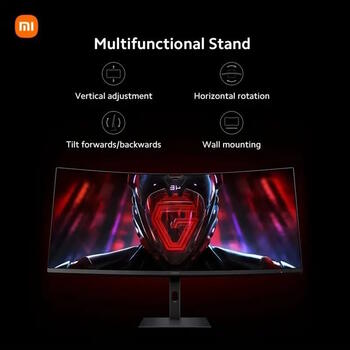 Игровой изогнутый монитор 34″ WQHD 3440×1440 180 Hz 1 ms FreeSync Premium G34WQi Чёрный ELA5454EU Xiaomi (ELA5454EU)