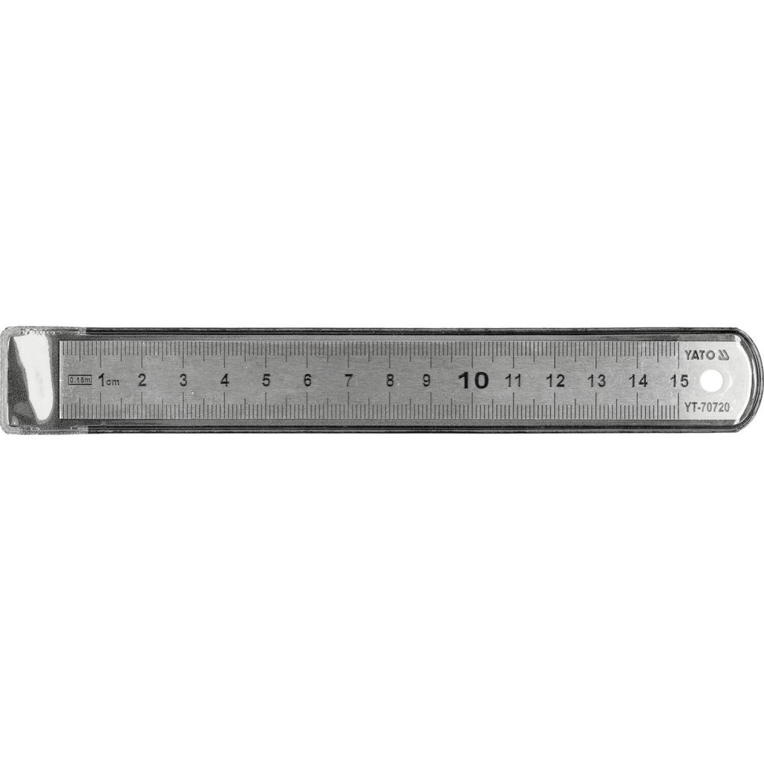 Yato lineāls YT-70720, 150mm, 19mm, 0.8mm, nerūsējošais tērauds, metriskā skala, II klases precizitāte, pulēta virsma (YT-70720)