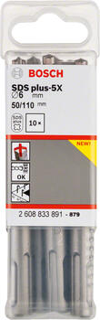 Triecienurbis SDS plus-5X 6x50x110 mm, 10 gab., Perforatora urbjiem PRO SDS PLUS-5X TRIECIENURBIS PERFORATORIEM, 2608833891, BOSCH (2608833891)