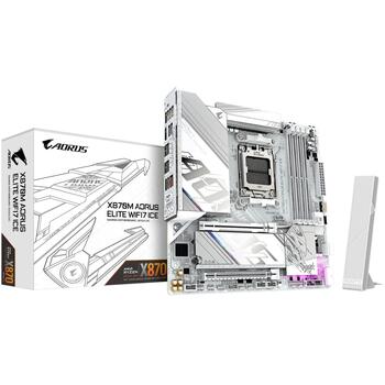 Gigabyte mātesplate X870M A ELITE WF7 ICE, ligzda AM5, DDR5 8200MHz, 256GB, micro ATX, Wi-Fi 7, 2.5GbE, USB4, Bluetooth 5.4 (X870M A ELITE WF7 ICE)