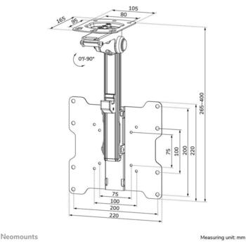 Neomounts потолочный крепеж для телевизора FPMA-C020BLACK, 10-40 дюймов, высота 265-400 мм, максимальная нагрузка 20 кг (FPMA-C020BLACK)