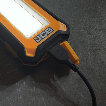 JCB viegls uzlādējams LED darba lukturis darbnīcai un būvlaukumam 1000lm 3 režīmi magnēts āķis USB Powerbank IP54 JCB-WL-PALM (JCB-WL-PALM)