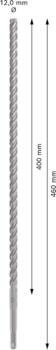 Triecienurbis SDS plus-5X 12x400x460 ,mm 1 gab., Perforatora urbjiem PRO SDS PLUS-5X TRIECIENURBIS PERFORATORIEM, 2608833812 BOSCH (2608833812)