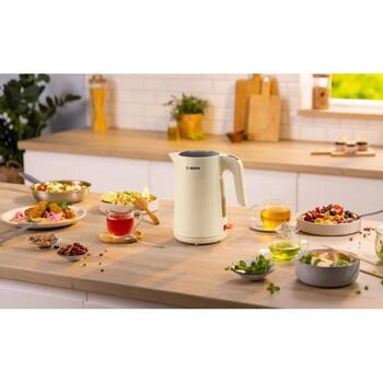 Bosch Электрический чайник TWK2M167, 2400 Вт, 1.7 л, пластик, кремовый, 360° поворотная база, автоматическое отключение (TWK2M167)