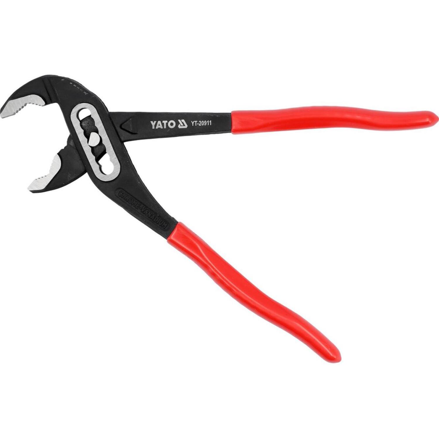 Yato ūdens sūkņu knaibles YT-20911, 250mm, 6mm, CrV, PVC, 1-38mm, DIN ISO 8976, 42-48 HRC, 7 pozīcijas (YT-20911)