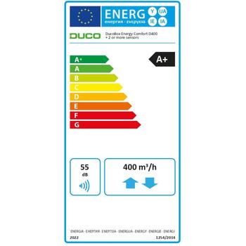 DUCO DucoBox Energy Comfort D400 0000-4707, 400m³/h, 87.9%, A+, DC motors, IP40, 230V, 50Hz, 2m strāvas kabelis (0000-4707)