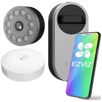 Ezviz DL01S 3-в-1 комплект умного замка, CS-DL01S/DL01CP/A3, Zigbee, Wi-Fi, пароль, RFID, приложение, 4xAA, 6 мес. (CS-DL01S/DL01CP/A3)