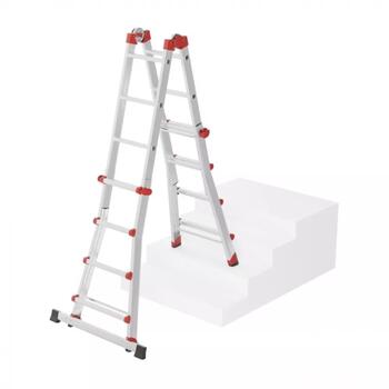 Hailo M80 037516007 daudzfunkcionālās kāpnes, alumīnijs, 4x4 pakāpieni, 150kg, 410cm, regulējamas (037516007)