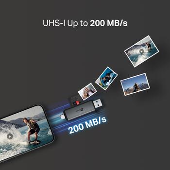 Tp-Link кардридер UA430D, 1*USB 3.0 Type-C, 1*USB 3.0 Type-A, 2TB макс, 200 MB/c, 2 порта, алюминиевый сплав (UA430D)