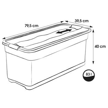 Коробка с крышкой Crystalbox Cornelia 79,5x39,5x40см 83л прозрачная 0610427001 Keeeper (0610427001)