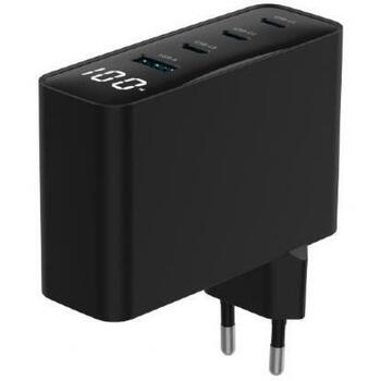 Gembird Зарядное устройство TA-UC-PDQC100LCD-01-BK 100 Вт, 4 порта, 3 Type-C, 1 Type-A, ЖК-дисплей, PD, QC 3.0, AC, черный (TA-UC-PDQC100LCD-01-BK)