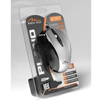 Media-Tech Мышь MT1091T, 800 CPI, 3 кнопки, USB, оптический сенсор, универсальная, титановый цвет (MT1091T)