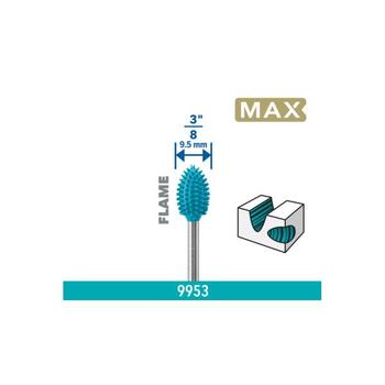 Rūdīta tērauda frēze, liesmas forma, 9,5mm, ātra materiāla noņemšana, 26159953DM BOSCH (26159953DM)