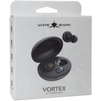 White Shark Vortex bezvadu austiņas VORTEX-B, 100dB, 32Ω, Bluetooth, 20Hz-20KHz, 30mAh akumulators, uzlādes futrālis (VORTEX-B)