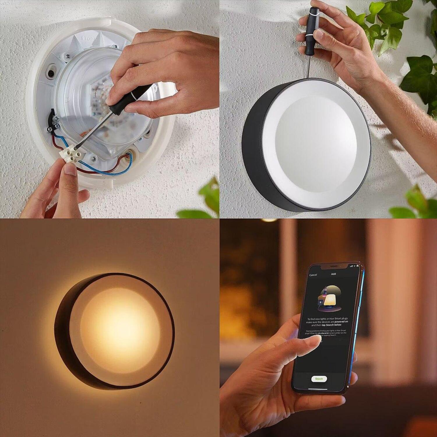Philips Hue Уличный настенный светильник Daylo 8718696174401, 15Вт, 1060лм, 2000-6500К, IP44, LED, черный, диммируемый (8718696174401)