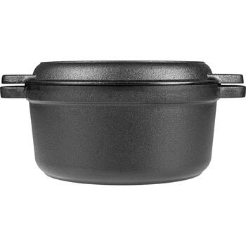 Browin čuguna katls ar pannu 330528, 5 l, 1 l, 26 cm, 21 cm, 12 cm, 15 cm, rokturi, vāks, grila panna, indukcijas, gāzes (330528)