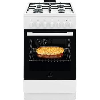 Electrolux газовая плита с электрической духовкой LKK520032W, 57л, 50°C-250°C, 4 конфорки, черная эмаль, отдельностоящая (LKK520032W)