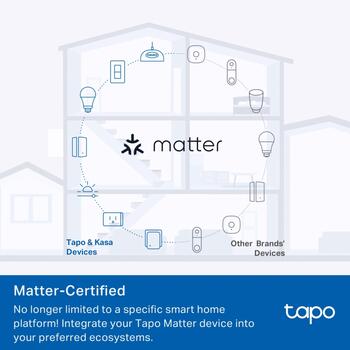TP-Link Tapo P110M viedais kontaktdakša, 13A, 2990W, 2.4GHz WiFi, Matter, enerģijas uzraudzība, kompakta (TAPO P110M)