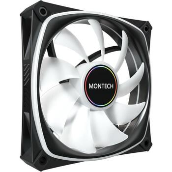 Montech Datora ventilators AX120 PRO BLACK, 120mm, 12V, 1.85mmH2O, 1600RPM, 72.3cfm, PWM, melns (AX120 PRO BLACK)