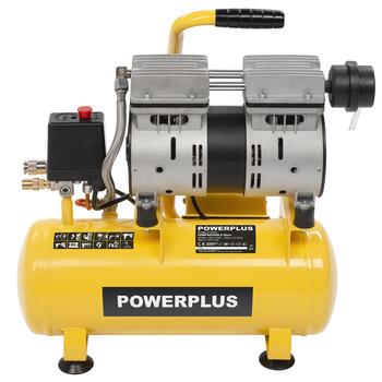 Powerplus kompresors POWX17230S, 550W, 8bar, 105l/min, 6L, Bez eļļas, Kluss, Spiediena regulators (POWX17230S)