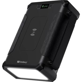 Sandberg 420-78 Survivor Powerbank 8in1, 96000 мАч, 180 Вт, черный, IPX4, беспроводная зарядка, USB-C, 2xUSB-A, DC, фонарик (420-78)