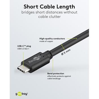 Goobay USB-C кабель 66507 612812, 1.5 м, 60 Вт, быстрая зарядка Power Delivery, передача данных, USB-C (66507)