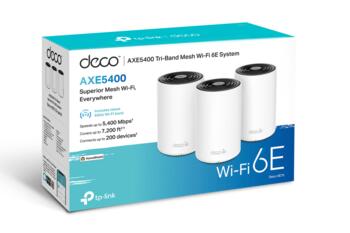 AXE5400 Tri-Band Mesh Wi-Fi 6E система, TP-Link, DECO XE75(3-PACK), 5400 Мбит/с, 4 антенны, 3x10/100/1000M (DECO XE75(3-PACK))