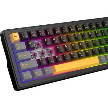 White Shark EXCALIBUR M GK-009151, 67 taustiņu mehāniskā tastatūra, 65%, melna, 4000mAh, Bluetooth, RF 2.4GHz, USB, 1.8m, RGB (EXCALIBUR-M-B-US)