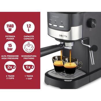Beper Эспрессо машина P101CAF100, 1100 Вт, 15 бар, 1,2 л, нержавеющая сталь, паровая насадка, механическая (P101CAF100)