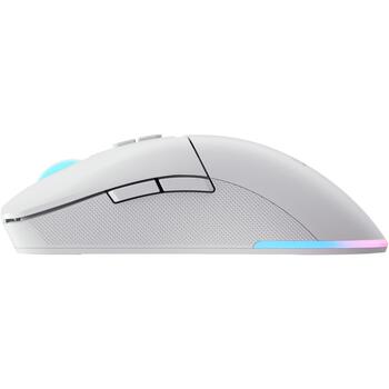 Lenovo bezvadu spēļu pele Legion M220 GY51V60437, 5000 dpi, 2.4 GHz, Bluetooth, USB-C, 7 pogas, RGB apgaismojums, optiskā, balta (GY51V60437)