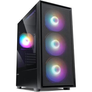 Zalman S6 BLACK, ATX Midi Tower datora korpuss, 3x140mm FRGB priekšā, 1x120mm FRGB aizmugurē, melns (S6 BLACK)