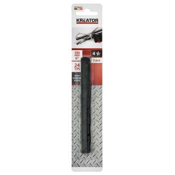 Kreator metāla zāģa asmens KRTH80601, 150mm, 24 TPI, oglekļa tērauds, 5 gab, 6mm platums, 0.40mm griezums (KRTH80601)