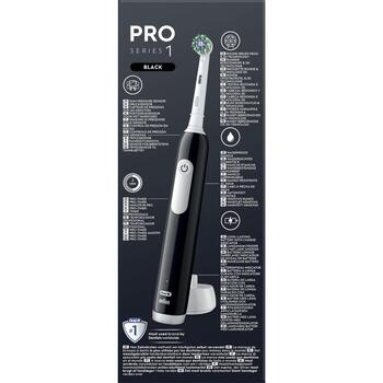 Oral-B elektriskā zobu birste Pro 1, 3 režīmi, 1 galviņa, 8800 kustības minūtē, taimeris, melna (Pro 1)