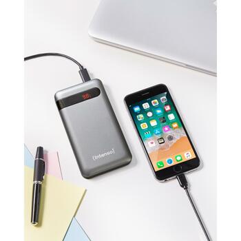 Intenso Power Bank 7332330 10000 мАч, Li-Polymer, USB-C PD, USB-A QC, 2 устройства, LCD дисплей, антрацит (7332330)