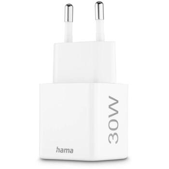 Hama 00201992 ātrais lādētājs, 30W, balts, 100-240V, 50/60Hz, USB-C PD 3.0, USB-A QC 2.0/3.0, 2 ierīces (00201992)