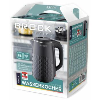 Brock WK 0618 BK elektriskā tējkanna, 1,8 l, 1500 W, nerūsējošais tērauds, 360° pamatne, automātiska izslēgšanās (WK 0618 BK)