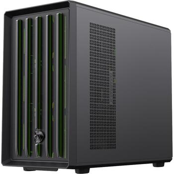 Gamemax Korpuss CLAW 360 BK, M-ATX, 4, 1 x USB 3.0, 1 x USB-C, 1 x austiņas, atbalsta 120 mm radiatoru aizmugurē (CLAW 360 BK)