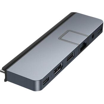 Hyper dokstacija DUO Pro HD575-GRY-GL, 1x HDMI, 1x RJ-45, 1GbE, USB4, USB-C x 2, pelēka (HD575-GRY-GL)