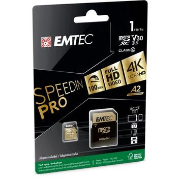 Emtec microSDXC 1TB UHS-I U3 V30 A2 SpeedIN Pro ECMSDM1TXC10SP, 1 TB, до 100 MB/s, UHS-I, V30 (ECMSDM1TXC10SP)