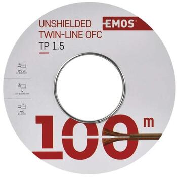 Emos Кабель для динамиков S8314, 100м, 1,5мм2, прозрачный, без экранирования, PVC, 50V, Cu (S8314)