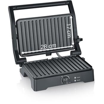 Severin Контактный гриль KG 2391, 1800W, 230°C, 2 позиции, 280x170mm, антипригарное покрытие, регулируемый термостат (KG 2391)