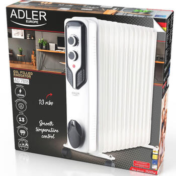 Eļļas sildītājs AD 7818, 2500W, balts; AD 7818 ADLER (AD 7818)
